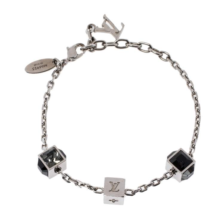 Pre Owned Louis Vuitton Silver Tone Gamble Crystal Bracelet