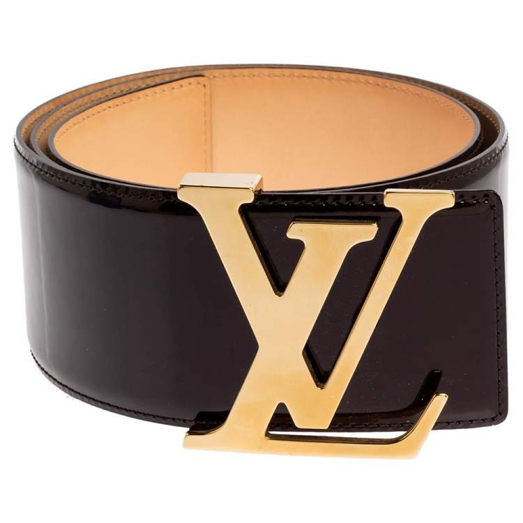 Louis Vuitton, Accessories, Louis Vuitton Initiales Large Wide Gold  Detail Black Leather Waist Belt