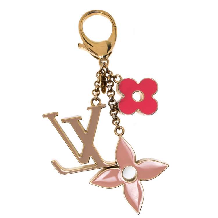 Louis Vuitton Pink White Fleur De Monogram Bag Charm Key Holder