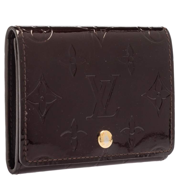 Pre Owned Louis Vuitton Amarante Monogram Vernis Business Card Holder