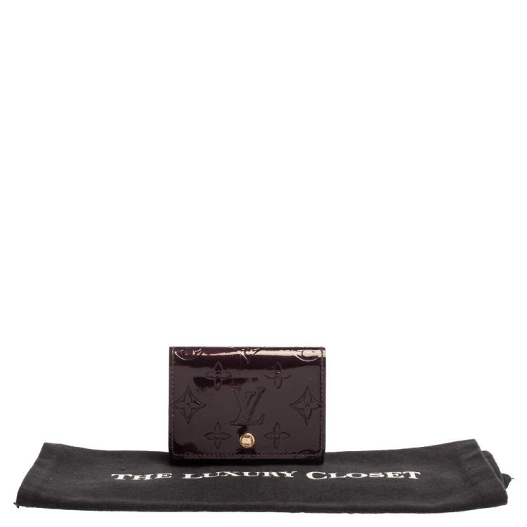 Pre Owned Louis Vuitton Amarante Monogram Vernis Business Card Holder