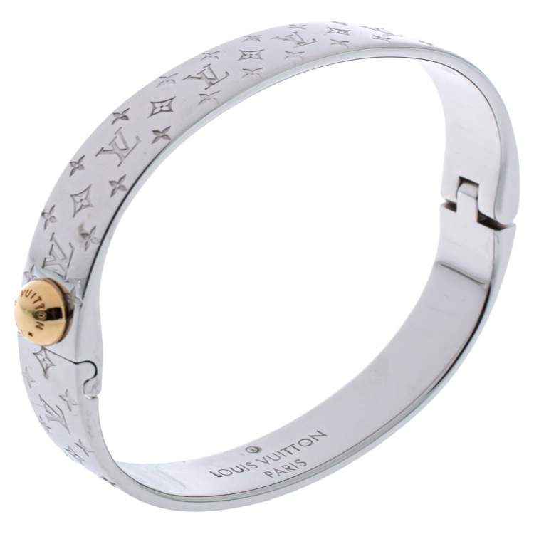 Louis Vuitton Palladium Finish Nanogram Cuff Bracelet S Louis Vuitton