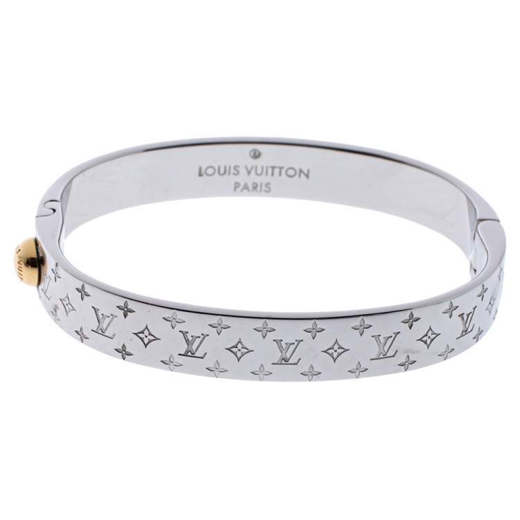 Louis Vuitton Nanogram Cuff Bracelet Metal Silver 2211971