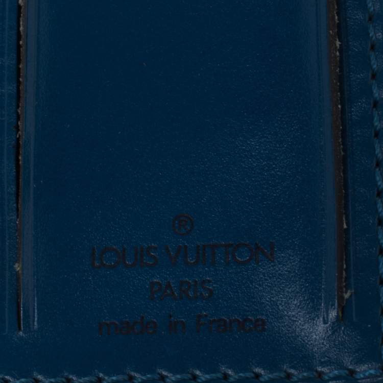 Pre Owned Louis Vuitton Blue Leather Luggage Name Tag & Strap Holder