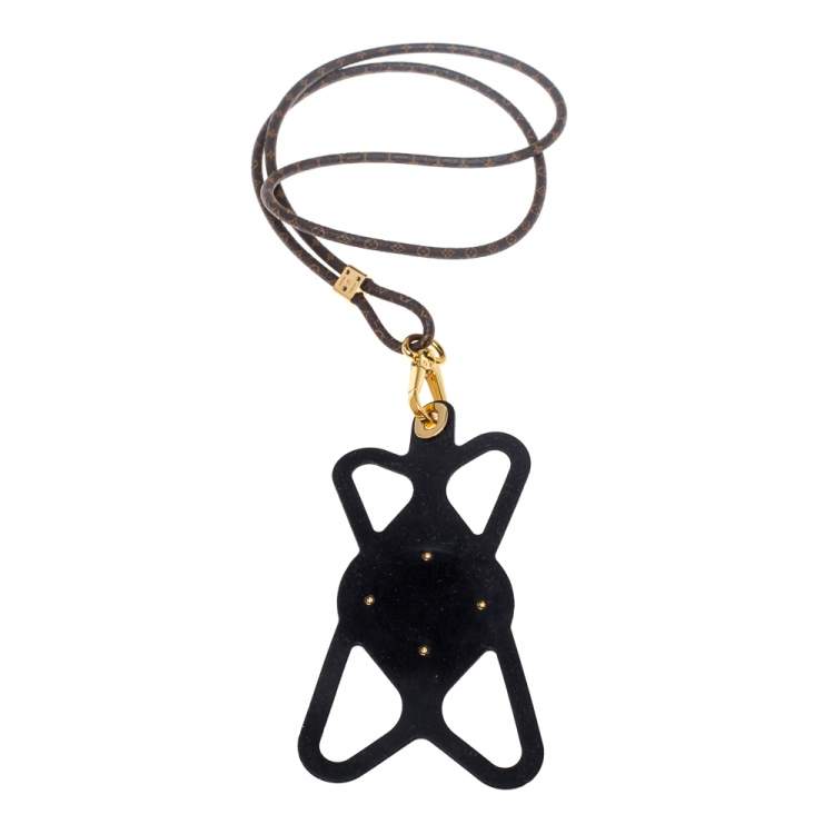 Pre Owned Louis Vuitton Monogram Canvas and Black Silicon Louise Phone Holder