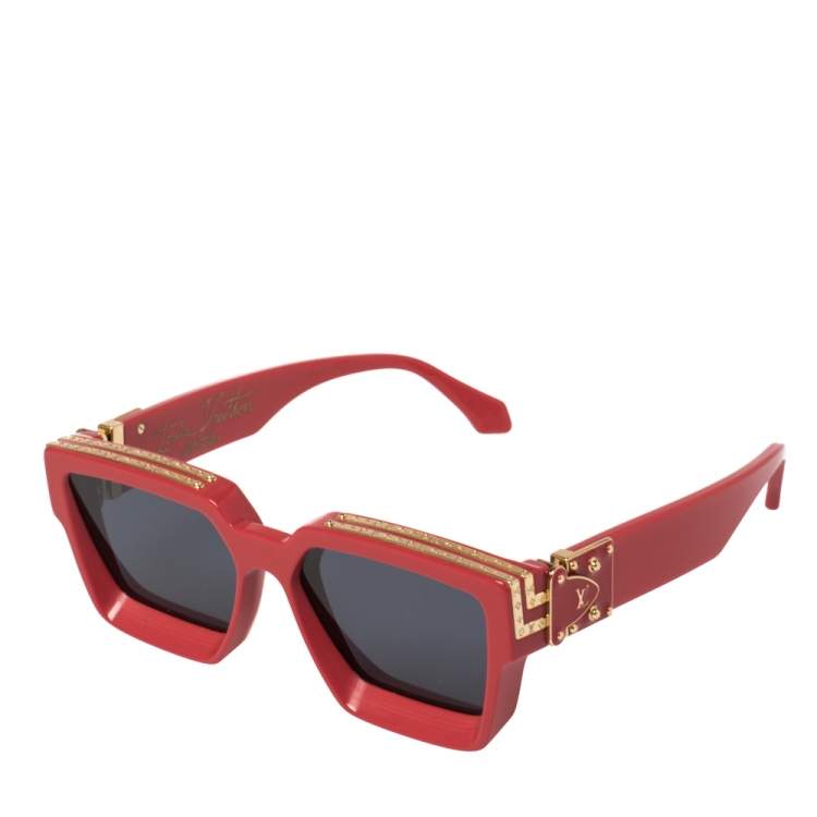 Pre Owned Louis Vuitton Red Z1165W 1.1 Millionaires Square Sunglasses