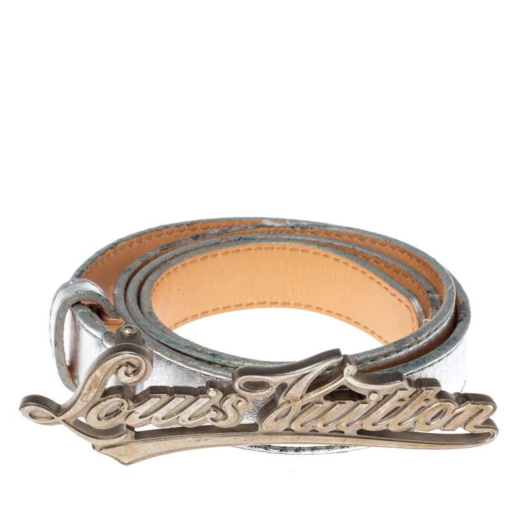 Louis Vuitton Brown Travelling Requisites Belt Silvery Leather