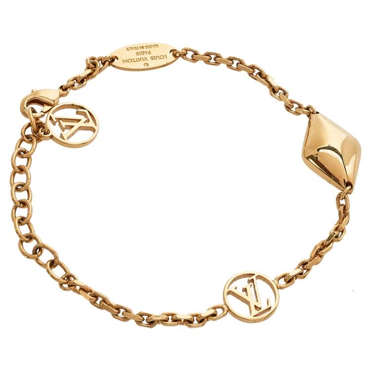 Pre Owned Louis Vuitton Gold Tone Malletage Supple Bracelet 
