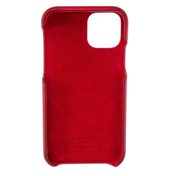 Pre Owned Louis Vuitton Scarlet Leather and Monogram Canvas iPhone 11 Pro