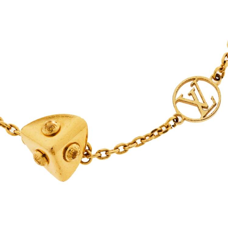 Pre Owned Louis Vuitton Gold Tone Trunk Bracelet