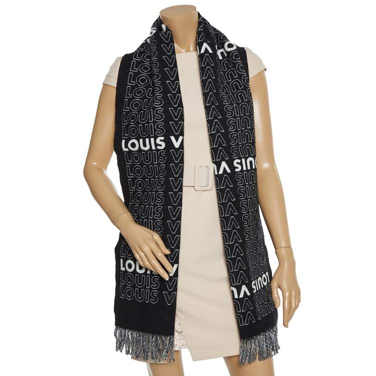 Louis Vuitton Black LV List City Tuch Wool Scarf Louis Vuitton