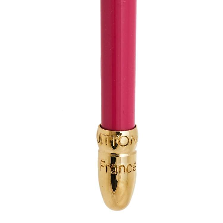 Pre Owned Louis Vuitton Pink Enamel Gold Tone Agenda Ballpoint Pen