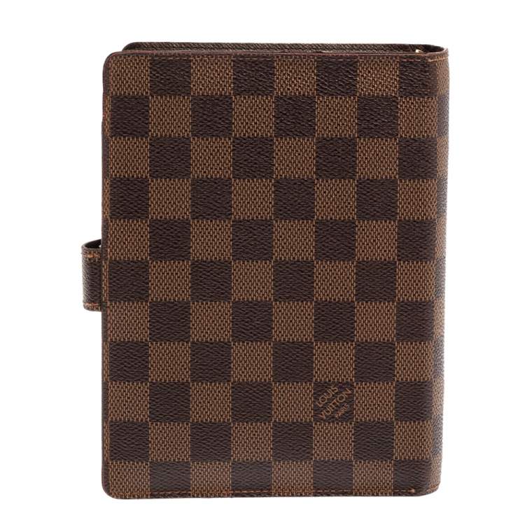 Pre Owned Louis Vuitton Damier Ebene Canvas Medium Ring Agenda Cover