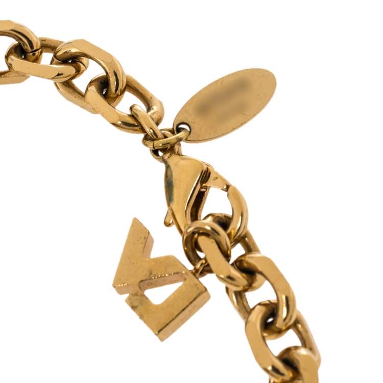 Pre Owned Louis Vuitton Two Tone Love Letter Timeless Charm Bracelet