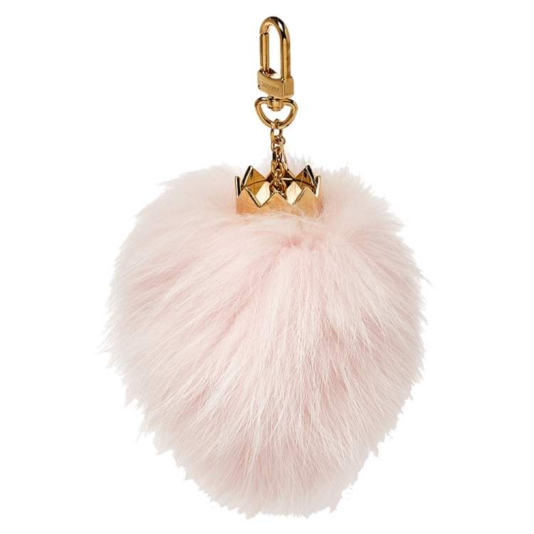 LOUIS VUITTON M67371 Key Holder Fuzzy bubble Bag Charm Pink fur / Metal