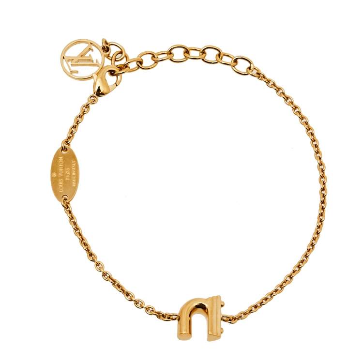 Pre Owned Louis Vuitton Gold Tone LV & Me Letter 'N' Bracelet