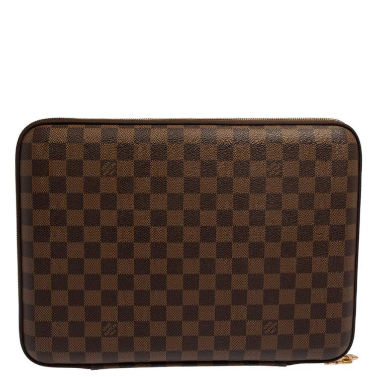 Pre Owned Louis Vuitton Damier Ebene Canvas Sleeve PM Laptop Bag