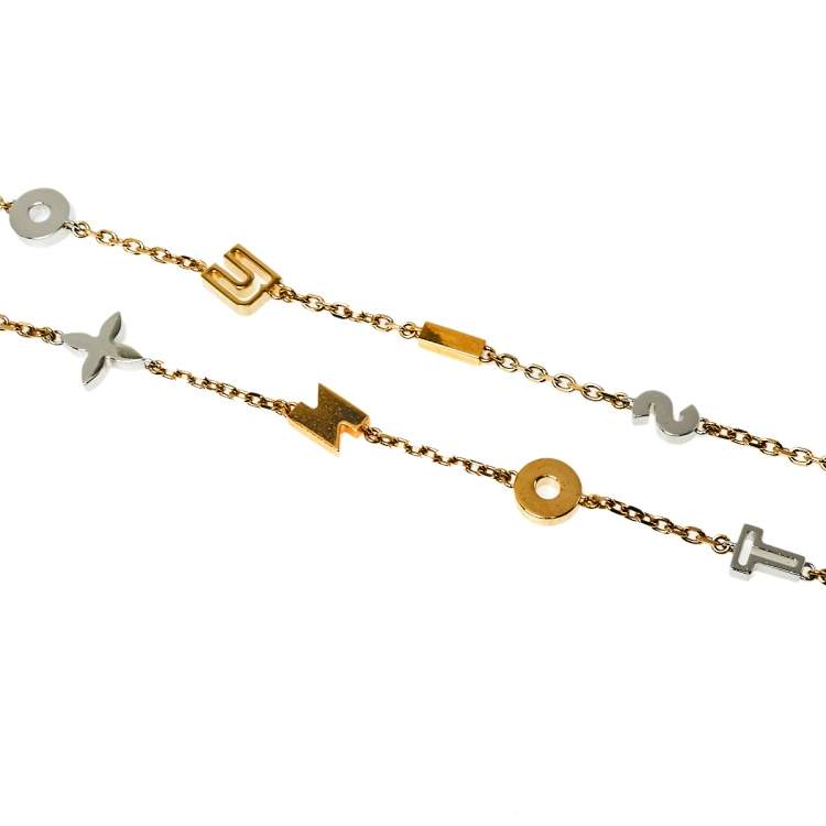Pre Owned Louis Vuitton Two Tone Love Letters Timeless Long Necklace