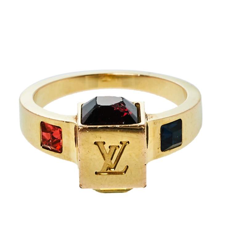 Louis Vuitton Gamble Crystal Gold Tone Ring M Louis Vuitton | The Luxury  Closet