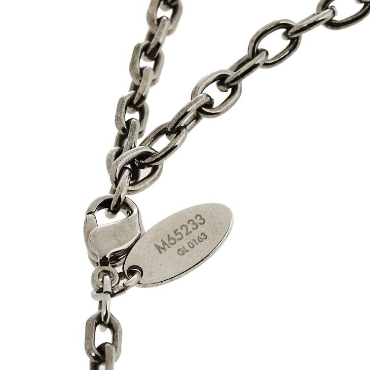Pre Owned Louis Vuitton Gamble Crystal Silver Tone Long Necklace