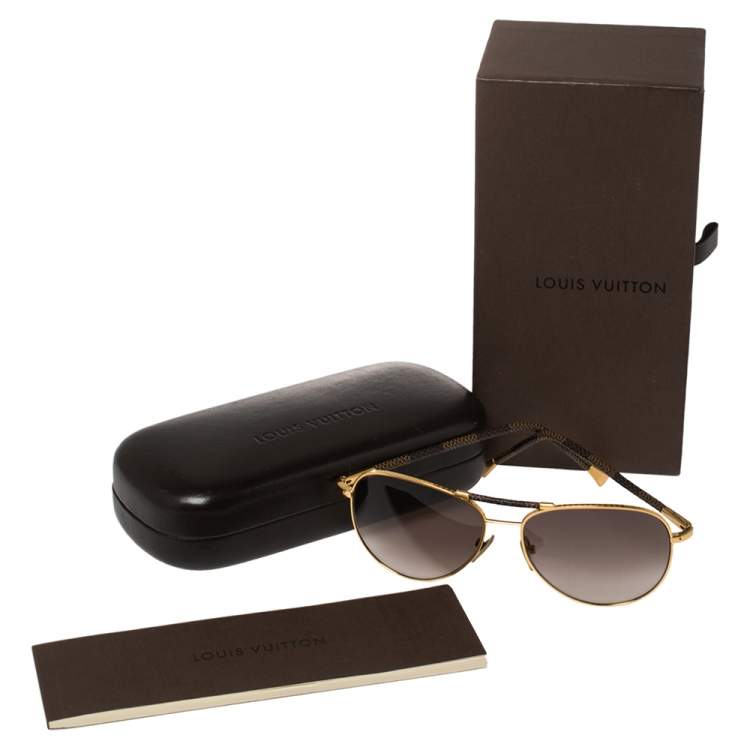 Pre Owned Louis Vuitton Damier Ebene Z0202U Conspiration Pilote Aviators Sunglasses 