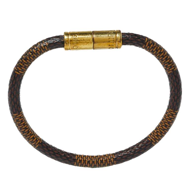 Pre Owned Louis Vuitton Brown Damier Canvas Gold Tone Keep It Bracelet
