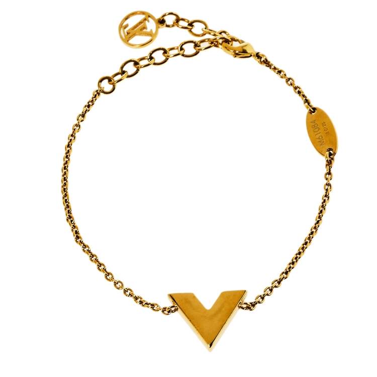 Pre Owned Louis Vuitton Gold Tone Essential V Chain Link Bracelet