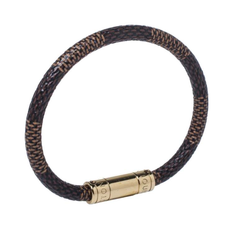 Pre Owned Louis Vuitton Brown Damier Ebene Canvas Keep It Bracelet