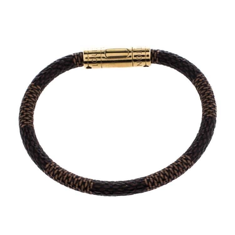 Pre Owned Louis Vuitton Brown Damier Ebene Canvas Keep It Bracelet