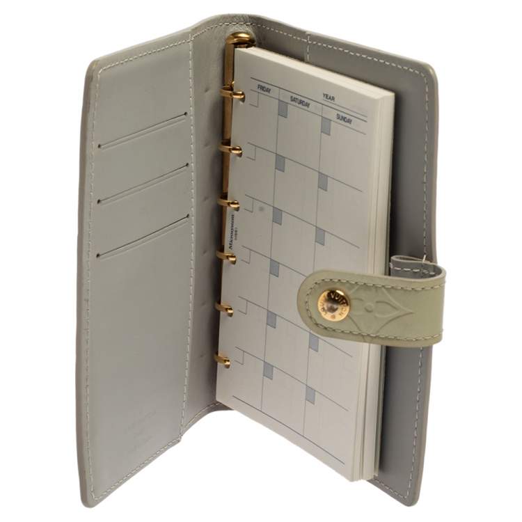 Pre Owned Louis Vuitton Silver Monogram Vernis Leather Small Ring Agenda Cover