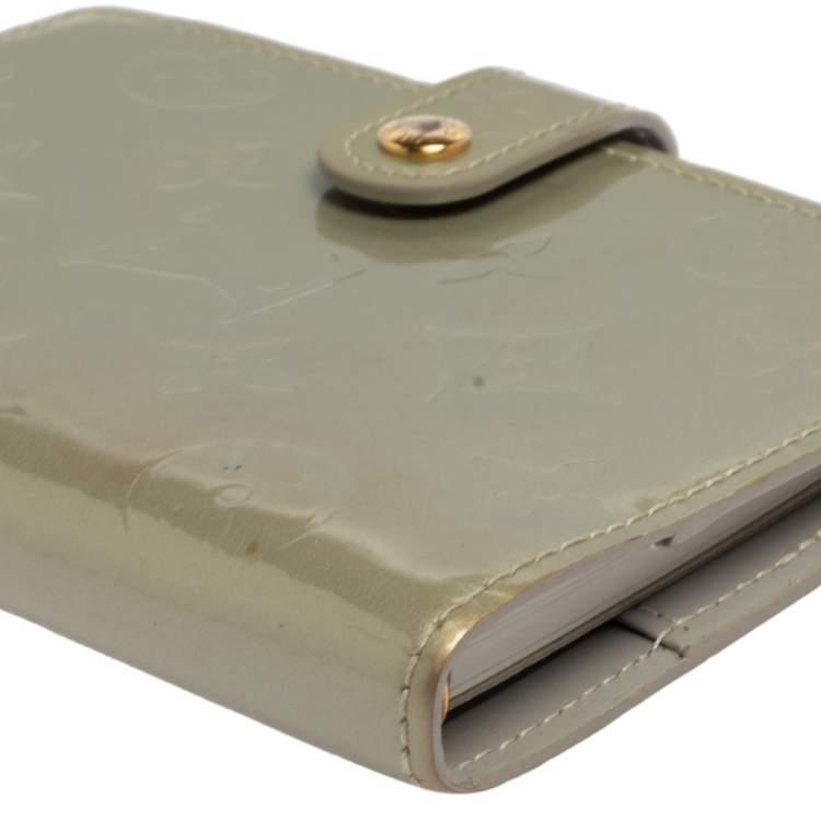 Pre Owned Louis Vuitton Silver Monogram Vernis Leather Small Ring Agenda Cover