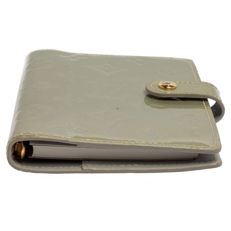 Pre Owned Louis Vuitton Silver Monogram Vernis Leather Small Ring Agenda Cover