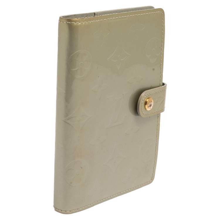 Pre Owned Louis Vuitton Silver Monogram Vernis Leather Small Ring Agenda Cover