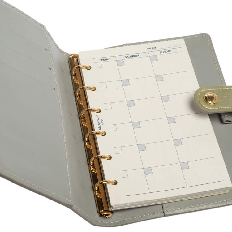 Pre Owned Louis Vuitton Silver Monogram Vernis Leather Small Ring Agenda Cover