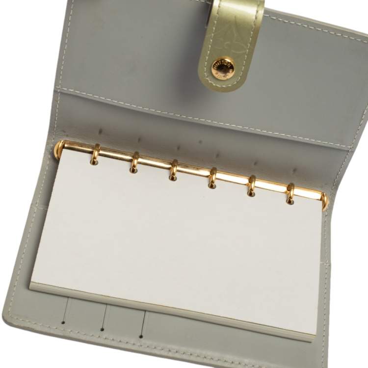 Pre Owned Louis Vuitton Silver Monogram Vernis Leather Small Ring Agenda Cover