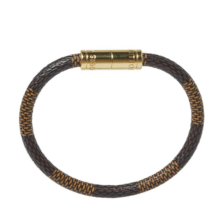 Pre Owned Louis Vuitton Keep It Brown Damier Ebene Canvas Wrap Bracelet