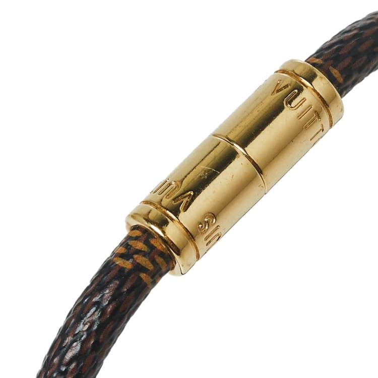 Pre Owned Louis Vuitton Keep It Brown Damier Ebene Canvas Wrap Bracelet