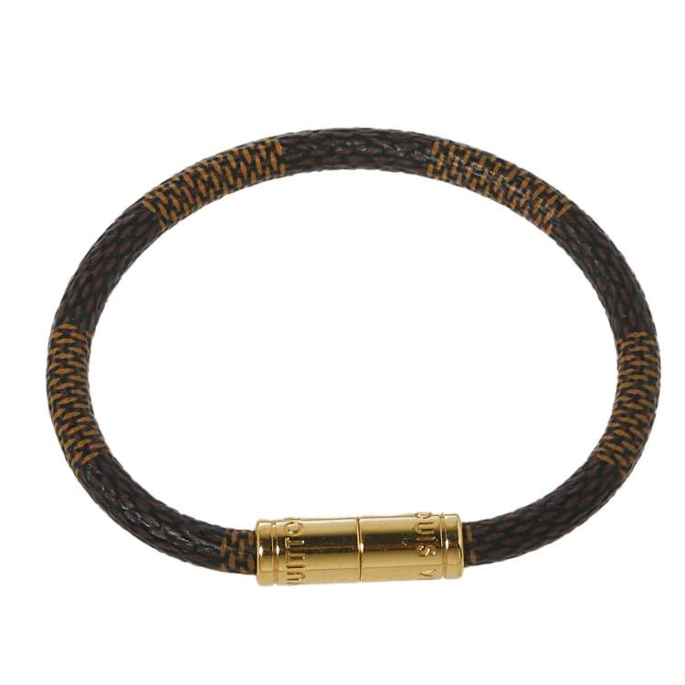 Pre Owned Louis Vuitton Keep It Brown Damier Ebene Canvas Wrap Bracelet