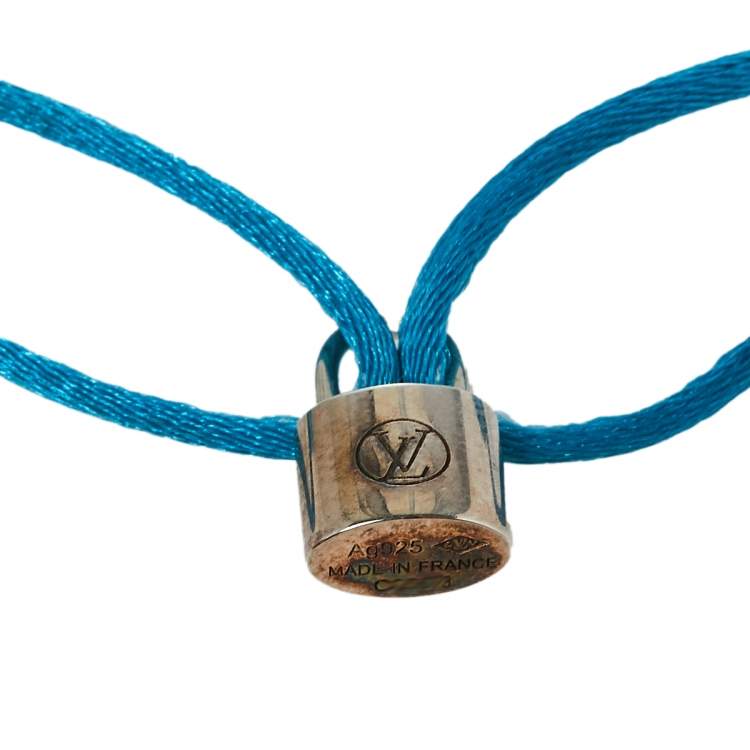 Pre Owned Louis Vuitton for Unicef Lockit Sterling Silver Blue Cord Adjustable Bracelet