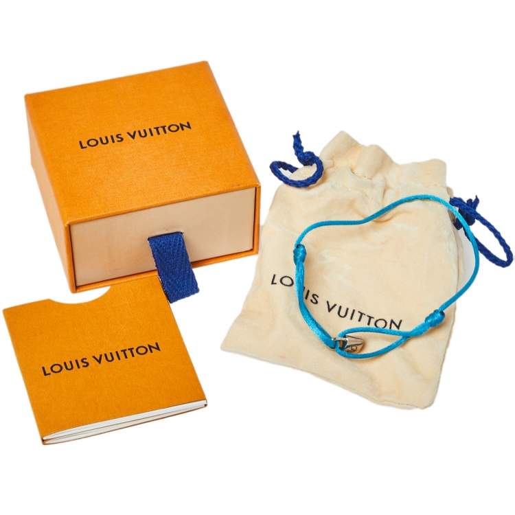 Pre Owned Louis Vuitton for Unicef Lockit Sterling Silver Blue Cord Adjustable Bracelet