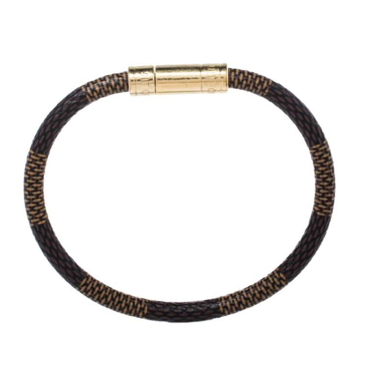 Pre Owned Louis Vuitton Brown Damier Canvas Gold Tone Keep It Bracelet