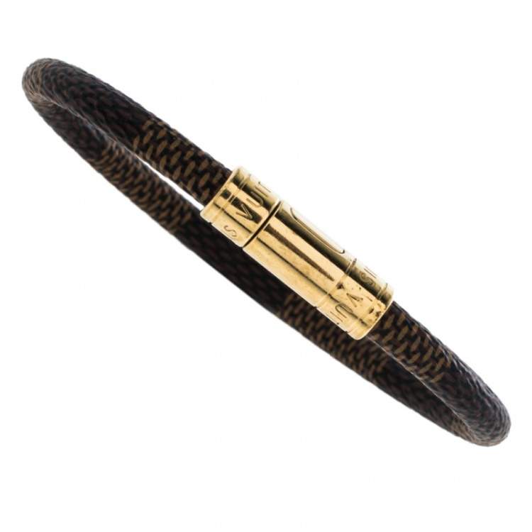 Pre Owned Louis Vuitton Brown Damier Canvas Gold Tone Keep It Bracelet