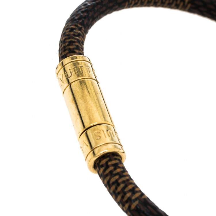 Pre Owned Louis Vuitton Brown Damier Canvas Gold Tone Keep It Bracelet