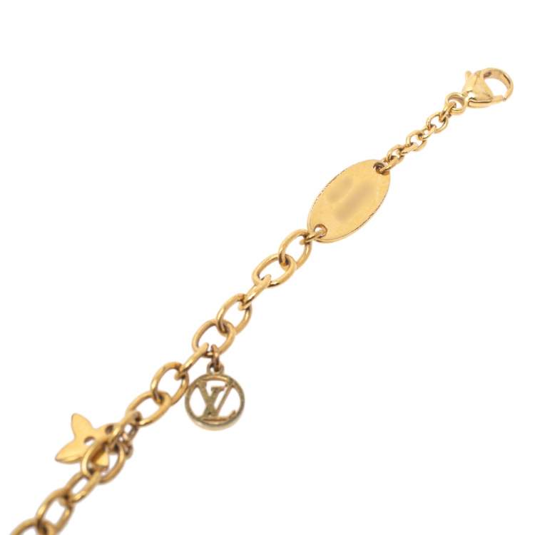 Pre Owned Louis Vuitton Blooming Supple Gold Tone Charm Bracelet