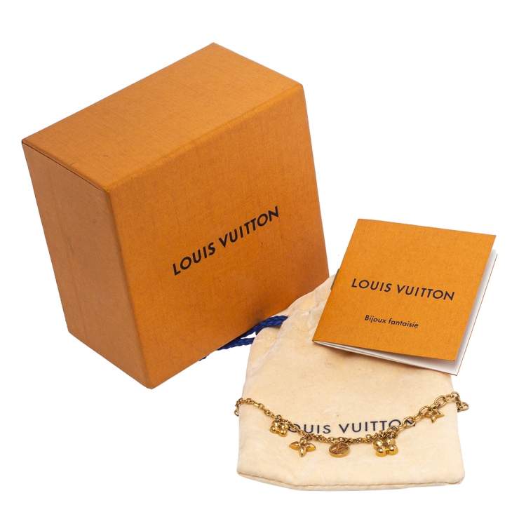 Pre Owned Louis Vuitton Blooming Supple Gold Tone Charm Bracelet