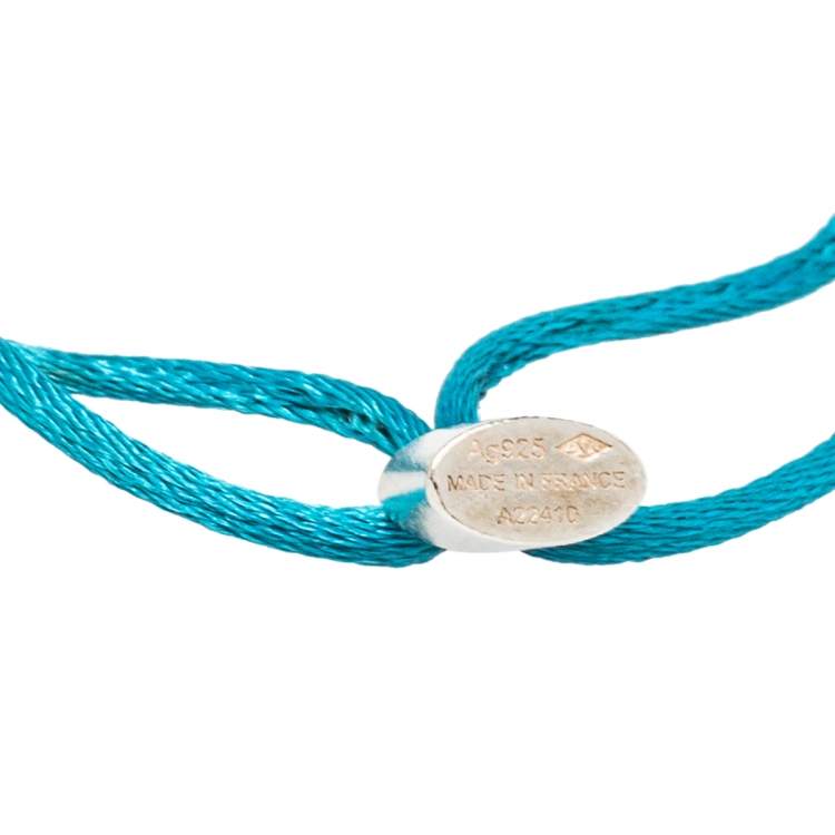 Pre Owned Louis Vuitton x UNICEF Lockit Sterling Silver Blue Cord Adjustable Bracelet