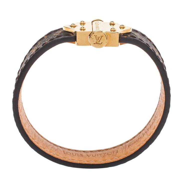 Pre Owned Louis Vuitton Brown Monogram Canvas Spirit Nano Bracelet 17