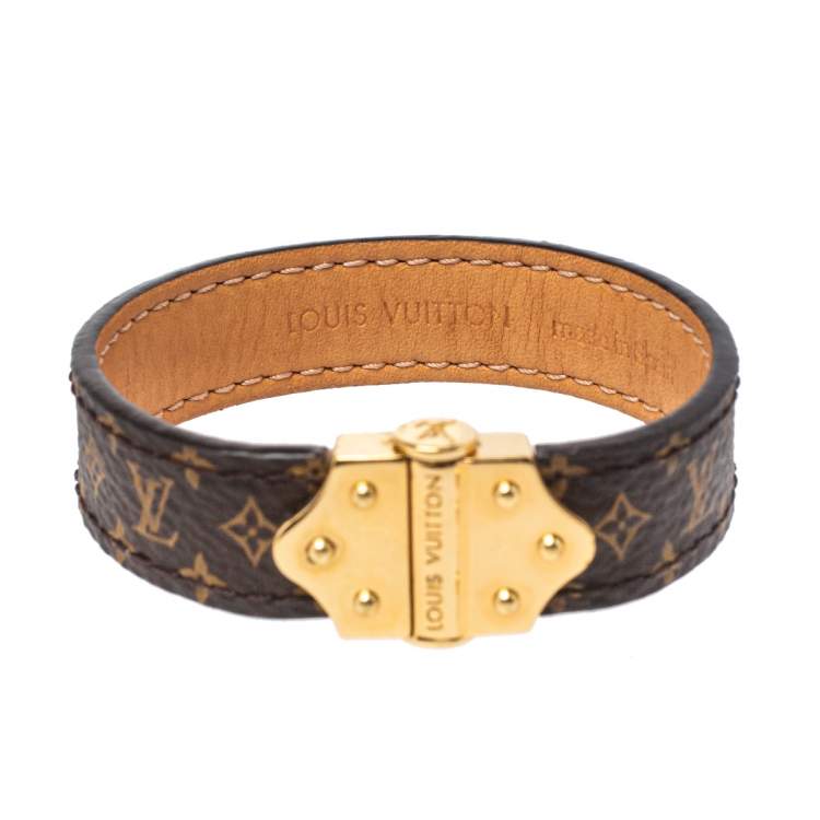 Pre Owned Louis Vuitton Brown Monogram Canvas Spirit Nano Bracelet 17