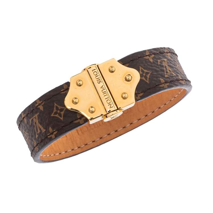 Pre Owned Louis Vuitton Brown Monogram Canvas Spirit Nano Bracelet 17