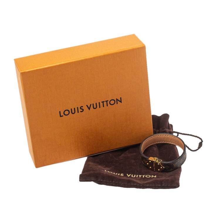 Pre Owned Louis Vuitton Brown Monogram Canvas Spirit Nano Bracelet 17